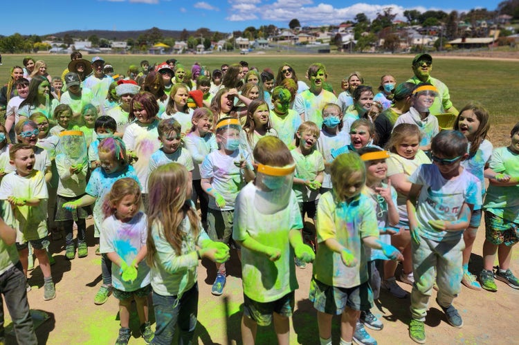 Students participating in colour run
