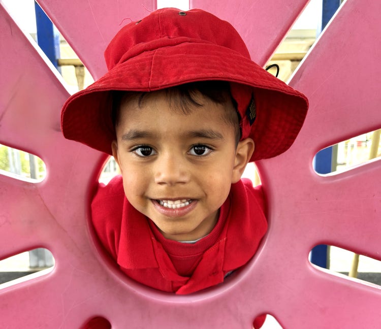 Preschool student playing at Transition program